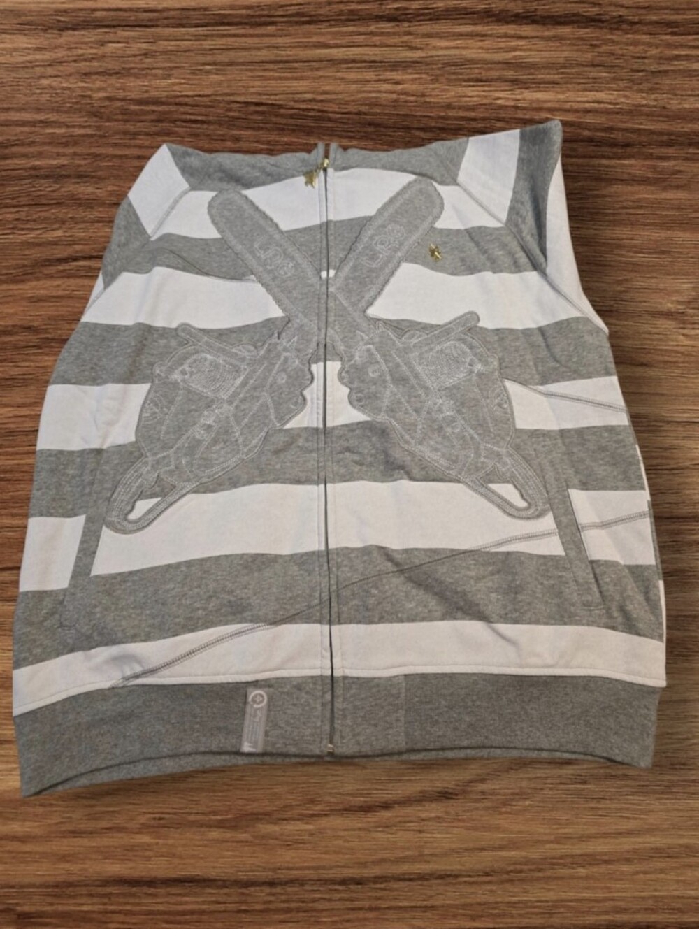 NWOT LRG Gray & White Striped Zip-Up Sweater Vest